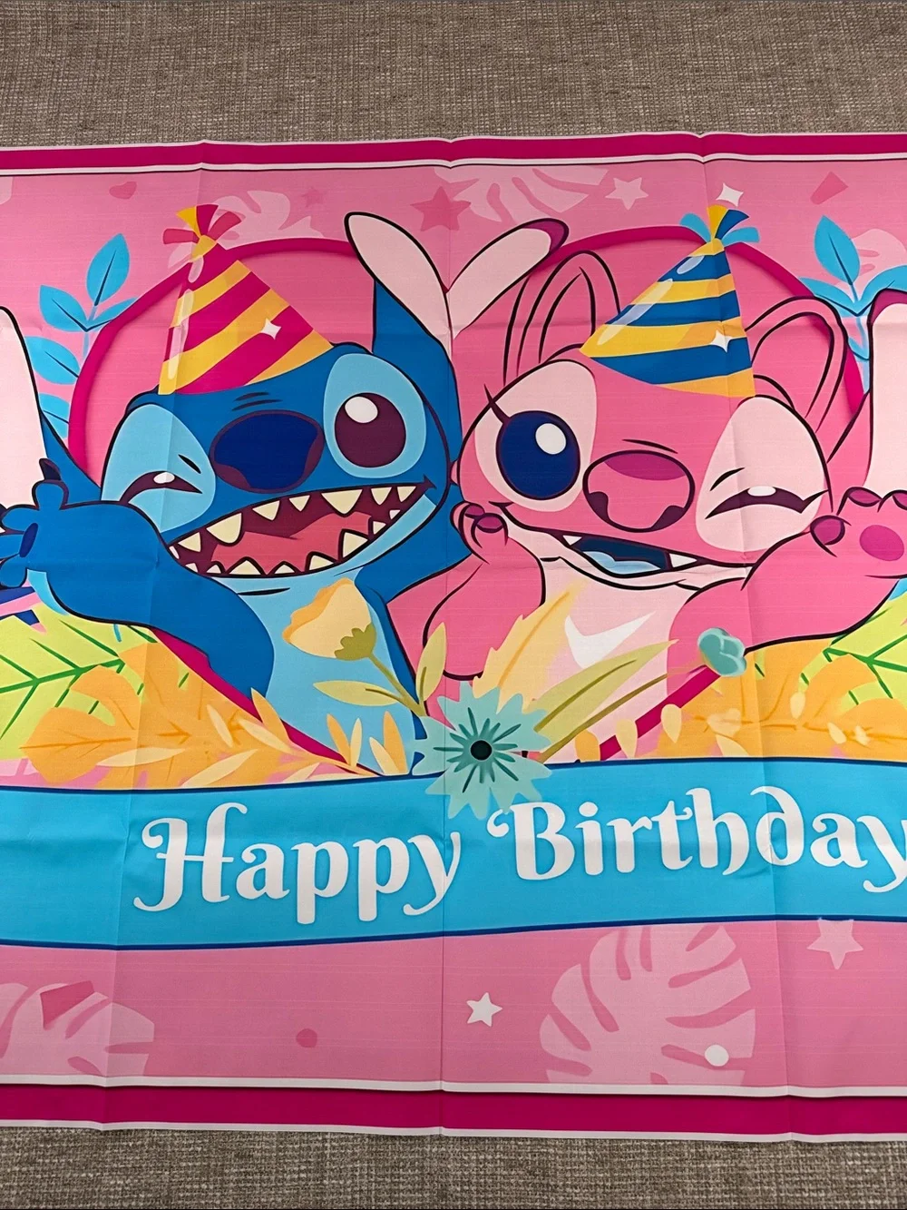 Stitch & Angel Happy Birthday Banner kit - Pink & Blue